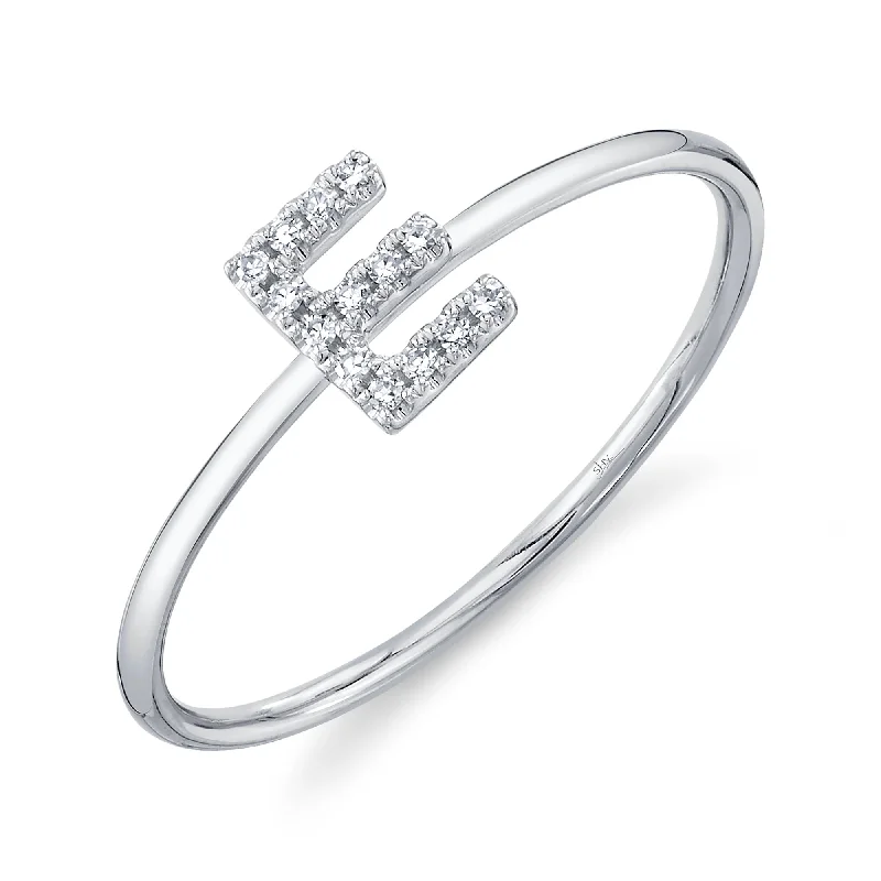 0.05CT 14K W/G DIAMOND LADY'S RING - INITIAL E