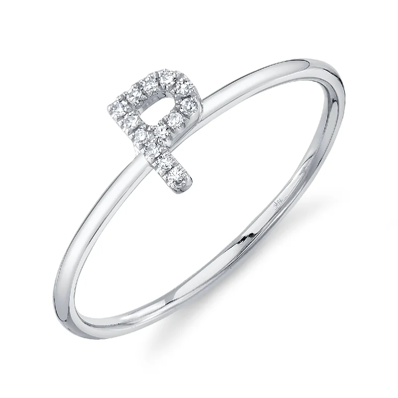 0.04CT 14K W/G DIAMOND LADY'S RING - INITIAL P