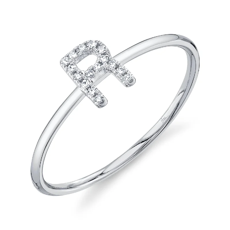 0.05CT 14K W/G DIAMOND LADY'S RING - INITIAL R