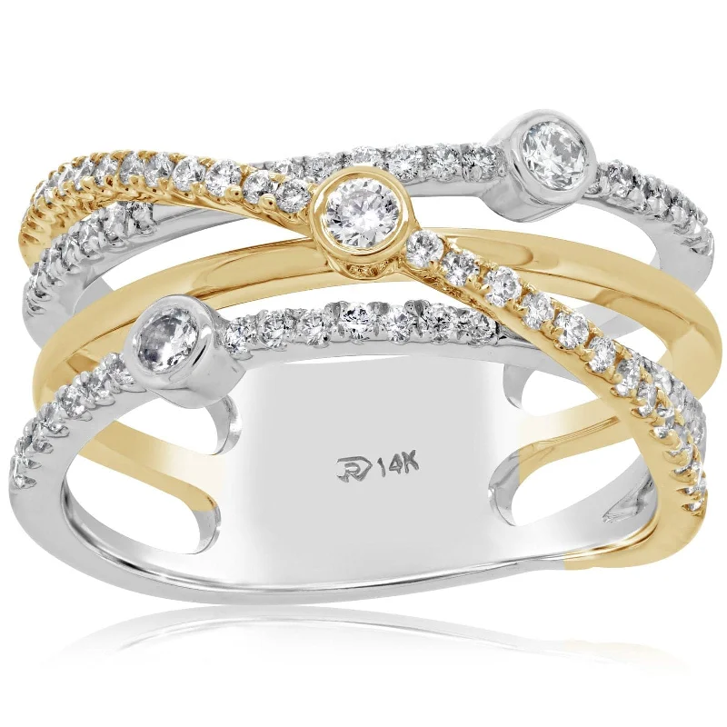 Two-Tone Diamond Crossover Ring