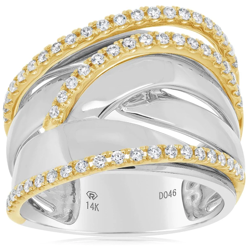 Two-Tone Wide Diamond Crossover Band