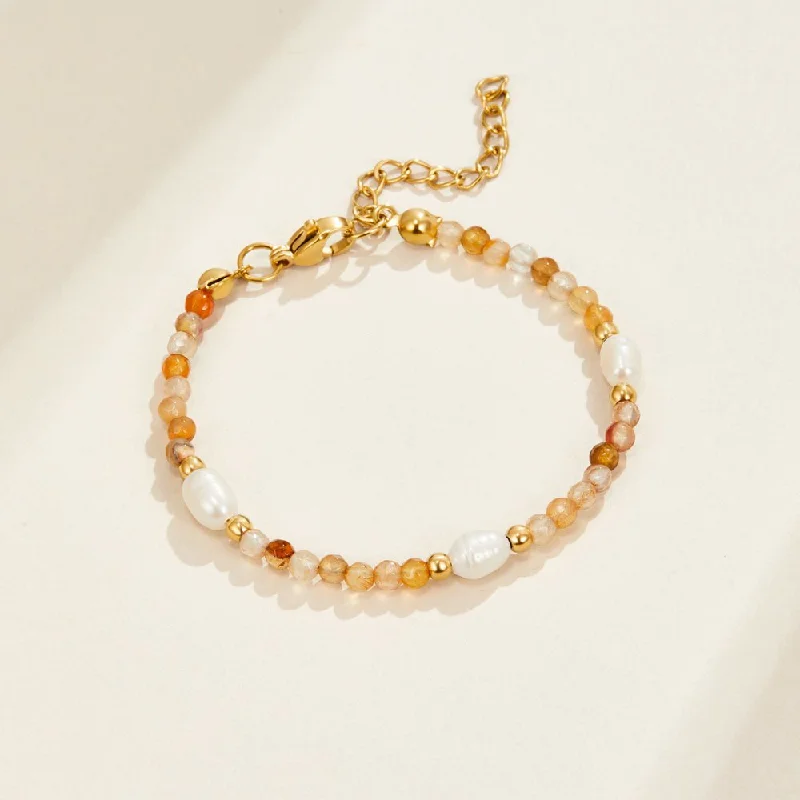 Agate & Pearl Bead Bracelet