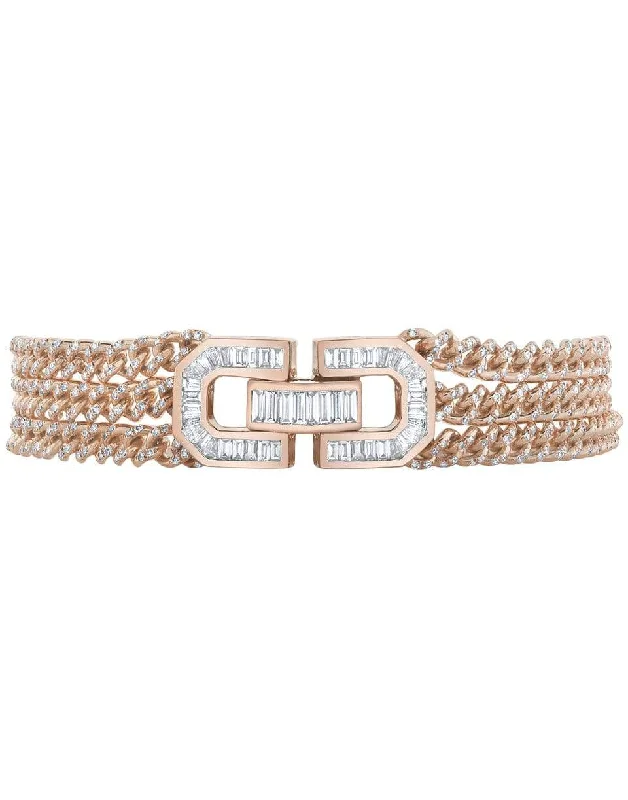 Baguette Deco Lock Link Bracelet