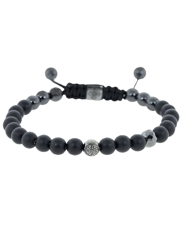 Black Diamond and Onyx Bead Bracelet