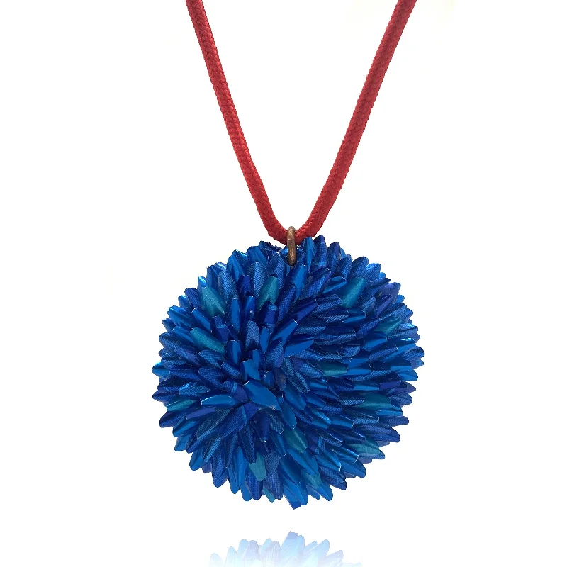 Blue and Red Aluminum Medallion Necklace