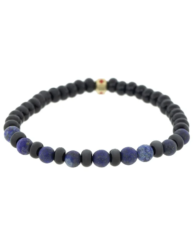 Blue Lapis and Onyx Mix Bead Bracelet