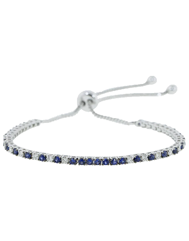 Blue Sapphire and Diamond Bolo Bracelet