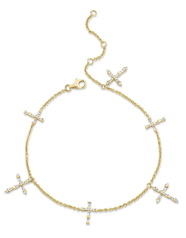 Dearly Devoted Diamond Cross Anklet