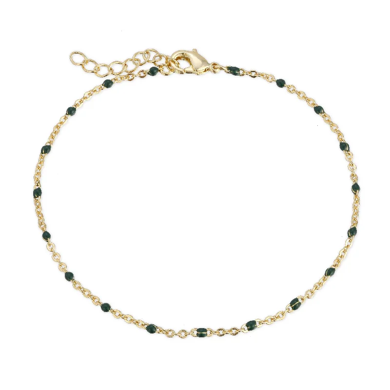 Enamel Beaded Bracelet in Hunter Green