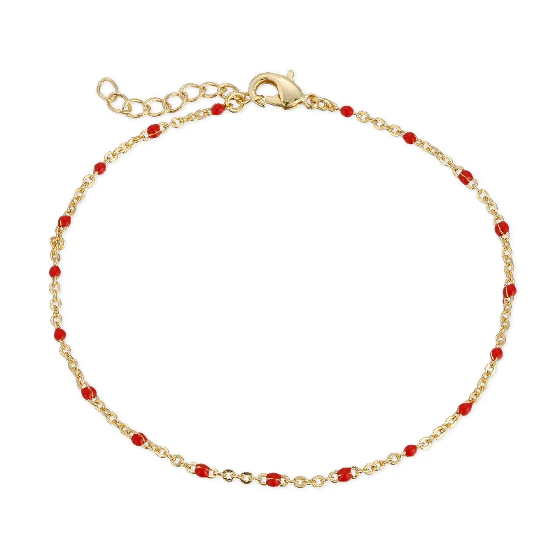 Enamel Beaded Bracelet in Red