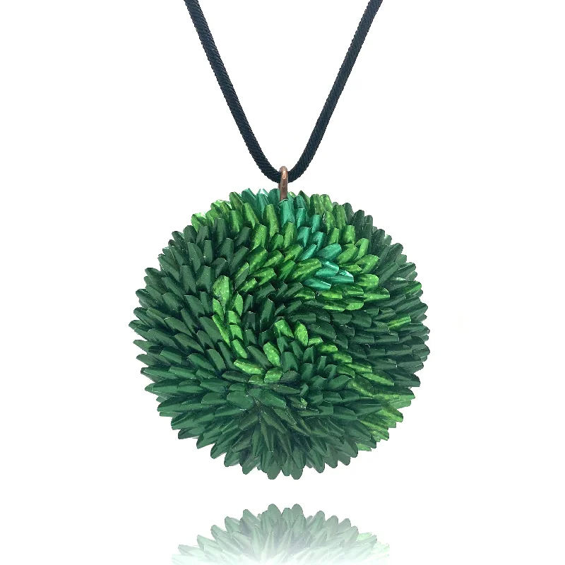 Green and Black Aluminum Medallion Necklace