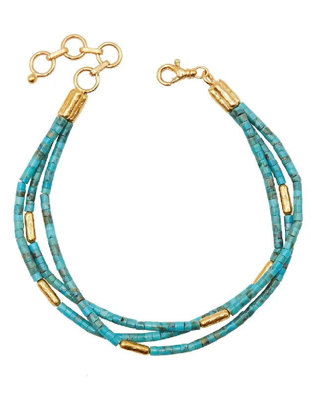 Jet Set Turquoise Triple Strand Bracelet