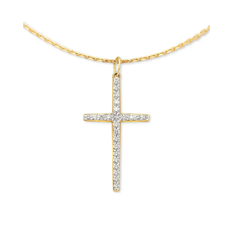 Kendra Scott Large Cross 14k Gold Pendant Necklace in White Diamond