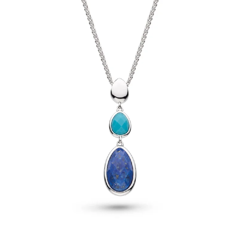 Kit Heath Coast Pebble Azure Gemstone Trio Droplet Necklace