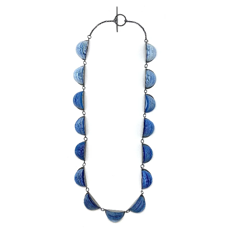 Longer Blue Japanese Paper Necklace