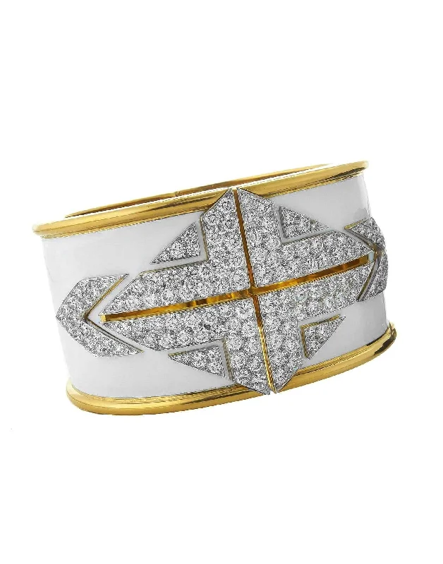 Lux White Enamel Diamond Cuff