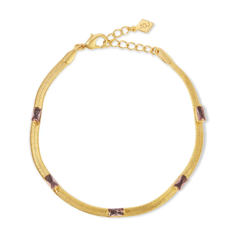 LUXE HERRINGBONE BRACELET- MORGANITE