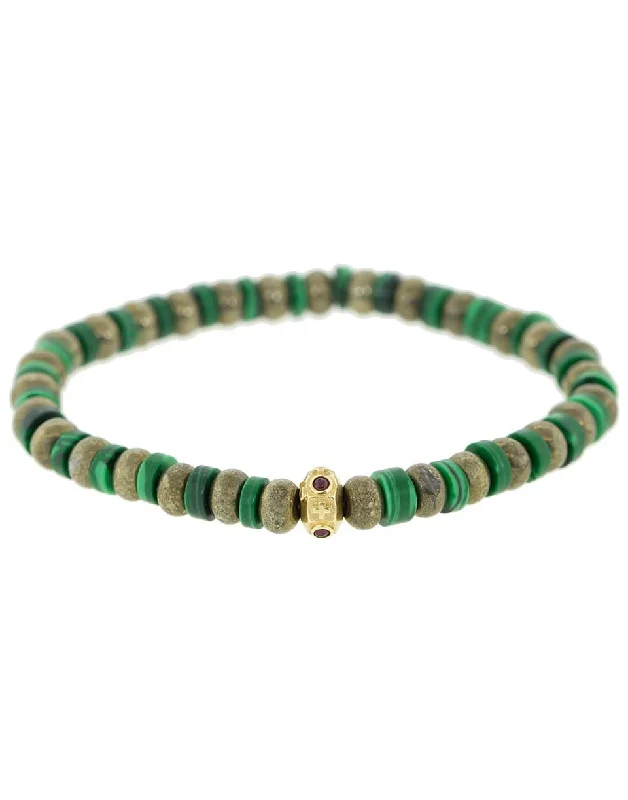 Malachite and Ruby Bead Bracelet