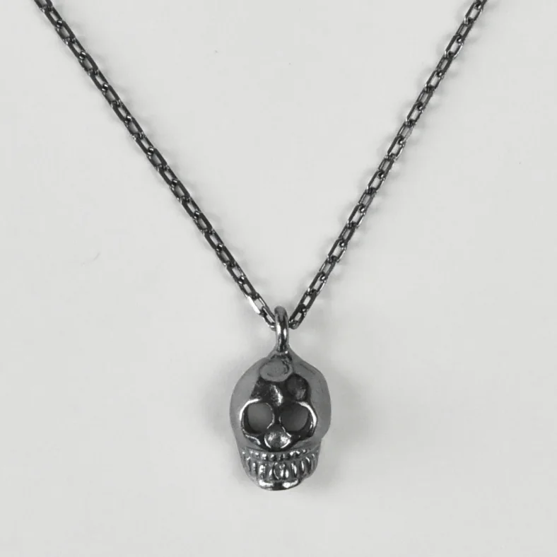 Memento Mori Necklace in Oxidized Sterling Silver