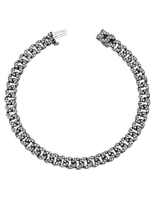 Mini Flat Pave Bracelet - Black Gold