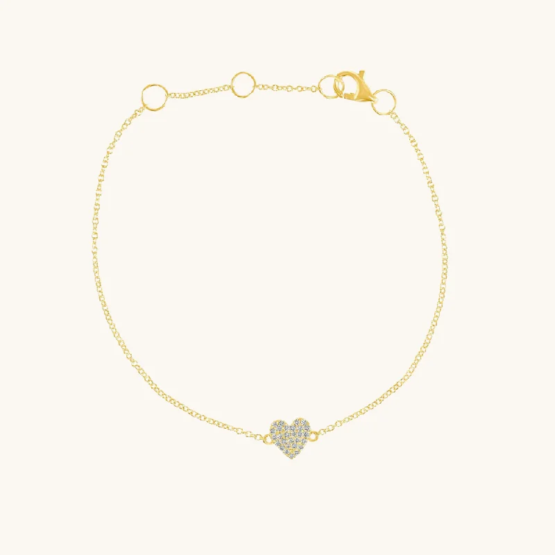 Mini Diamond Pave Heart Bracelet