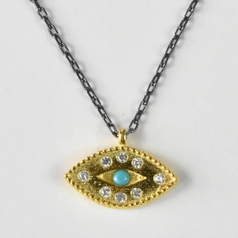 Mixed Metal Evil Eye Necklace