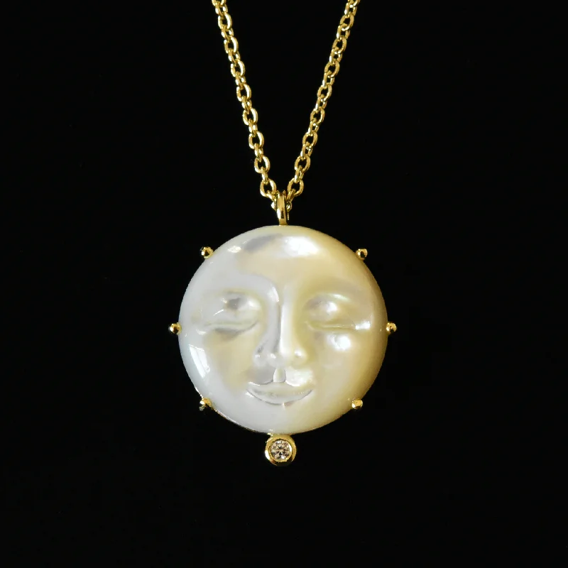 Mother of Pearl Man on the Moon Necklace