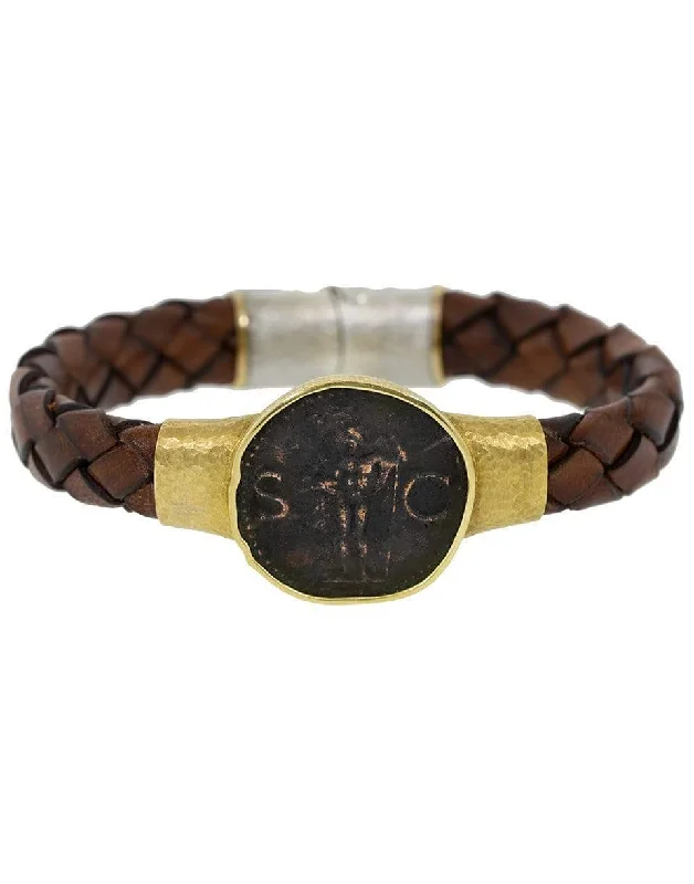 Neptune Coin Leather Bracelet