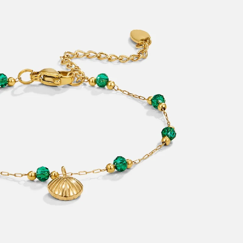 Nerissa Gold Shell & Green Bead Bracelet