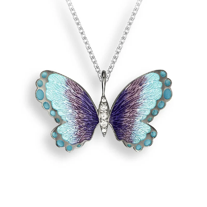 Nicole Barr Blue Butterfly Enamel Pendant