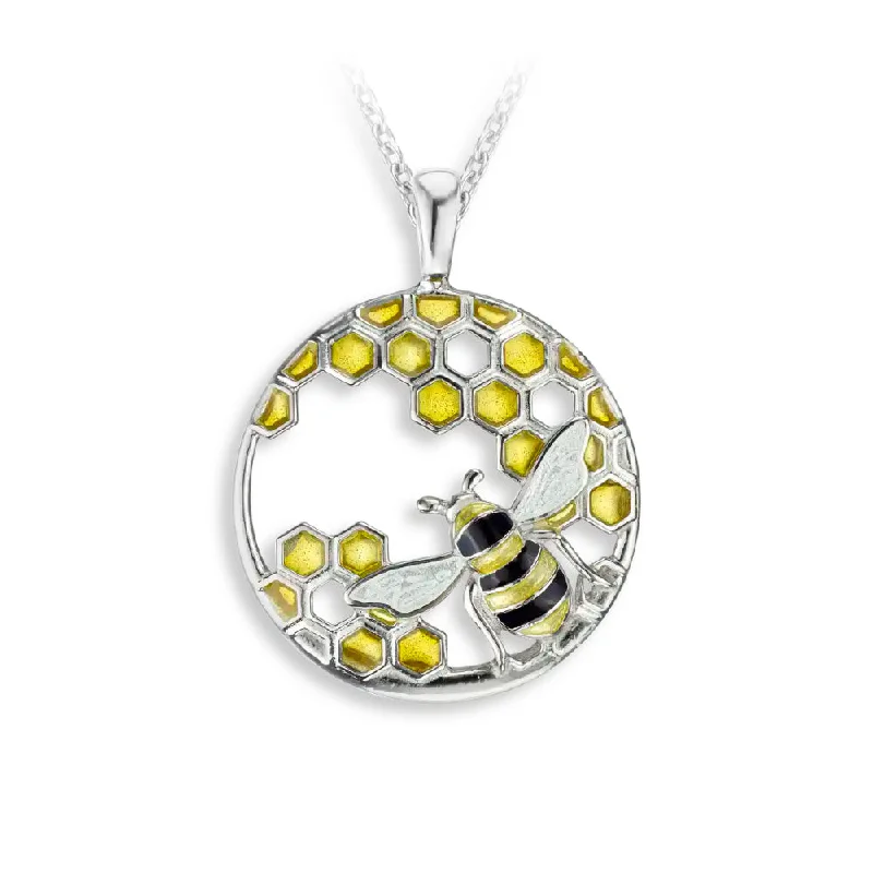 Nicole Barr Enamel Honeycomb and Bee Necklace