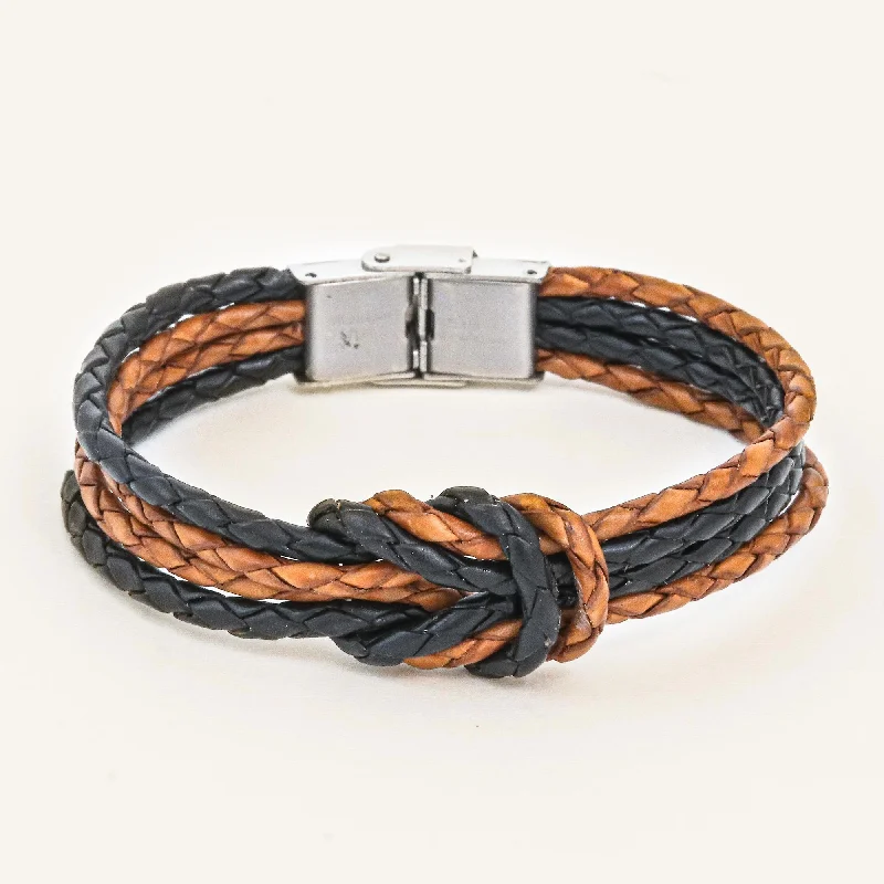 Nostalgia Unity Handmade Brown & Black Leather Braid Unity Bracelet