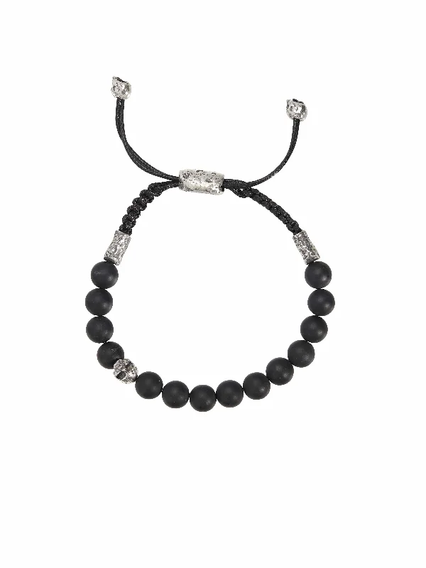 Onyx and Skull Bead Bracelet