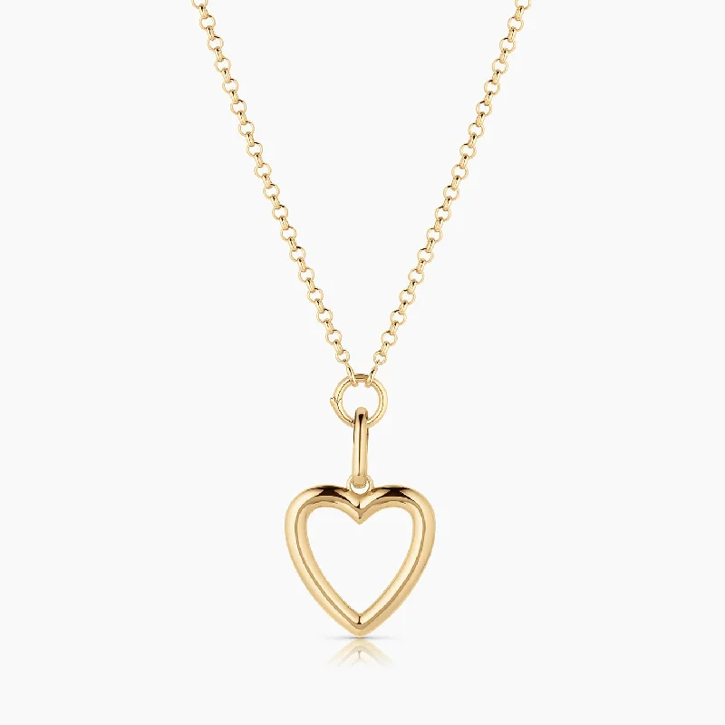 Open Heart Rolo Charm Necklace