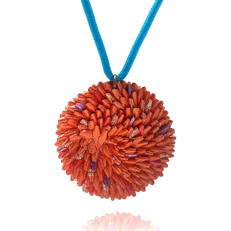 Orange and Blue Aluminum Medallion Necklace