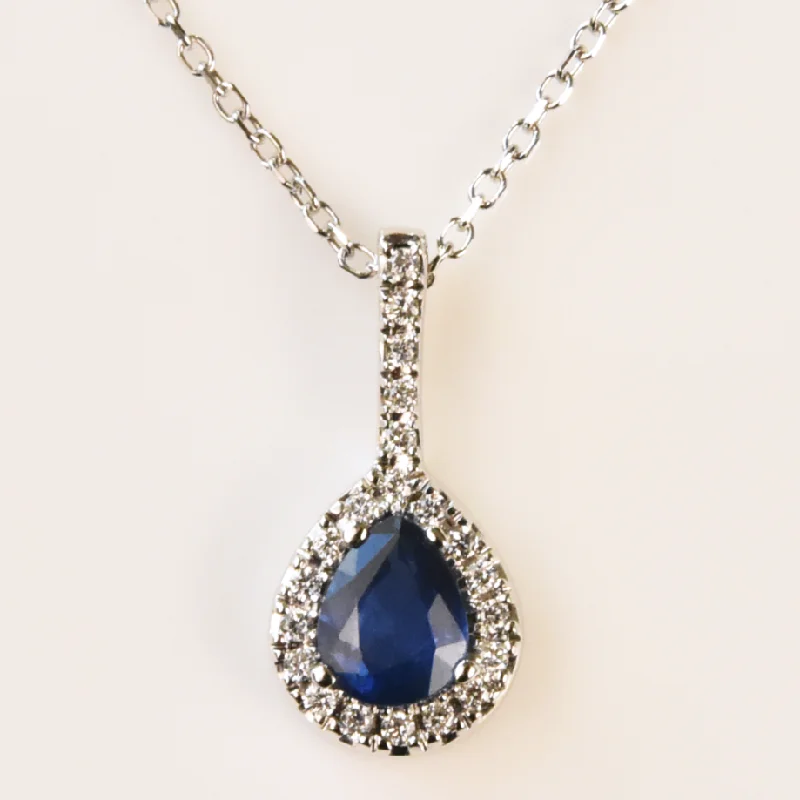 The Lorna: Pear-cut Sapphire Necklace in White Gold