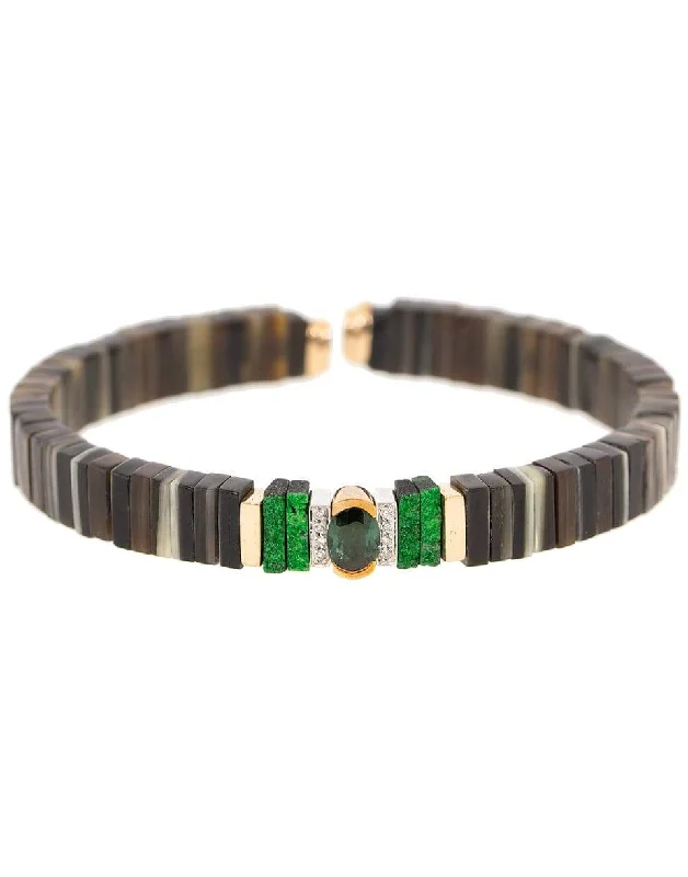 Pop Zebu Horn and Green Tourmaline Bracelet