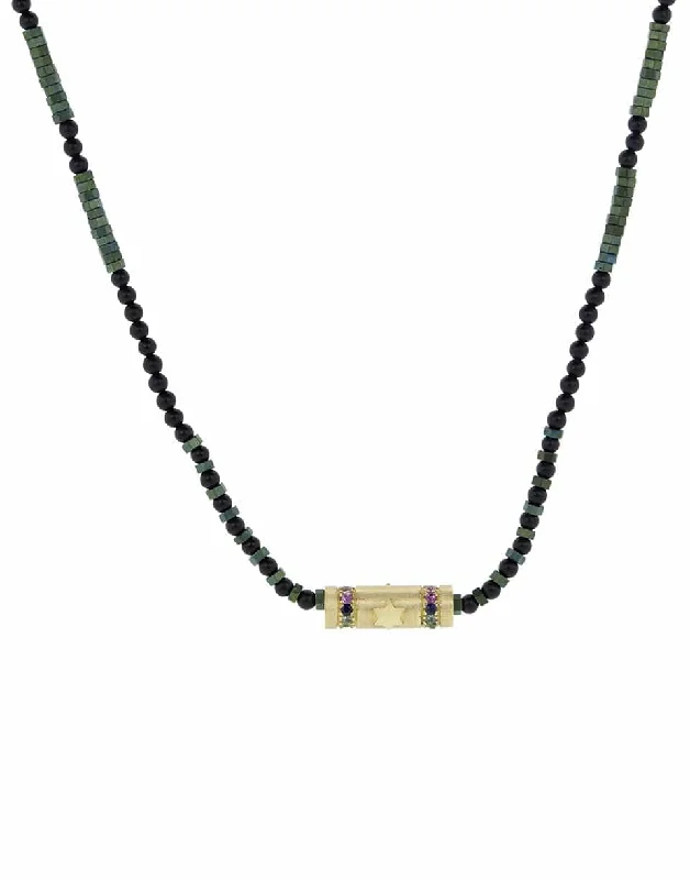 Rainbow Sapphire Wrap Bead Necklace