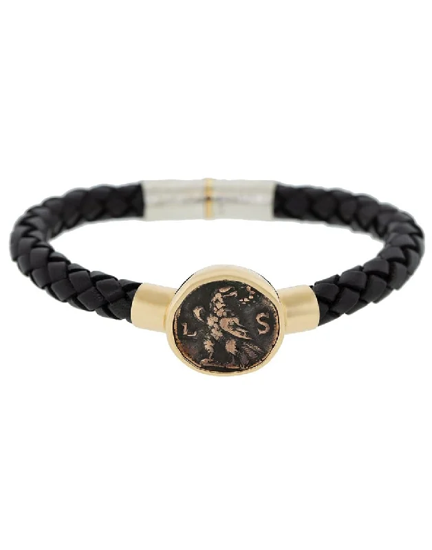 Roman Eagle Coin Leather Bracelet