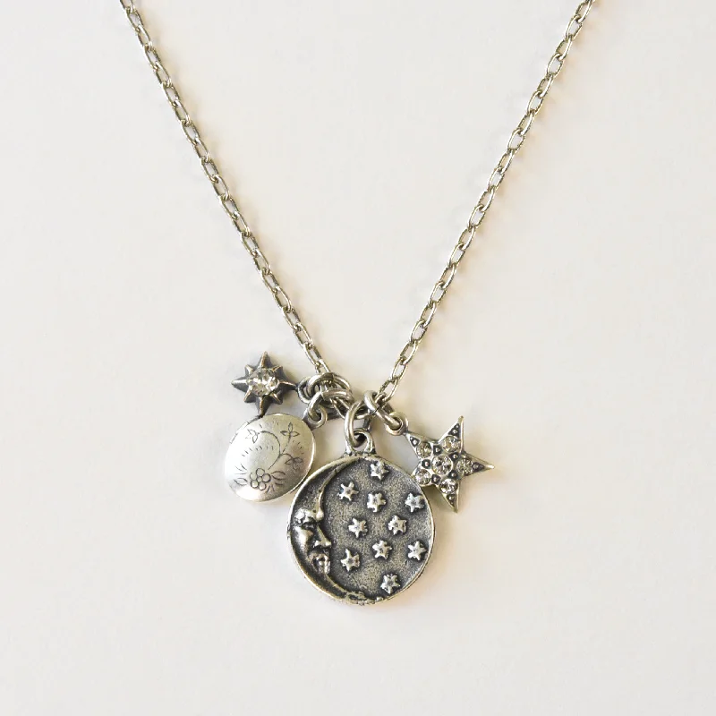 Silver Four Pendant Necklace