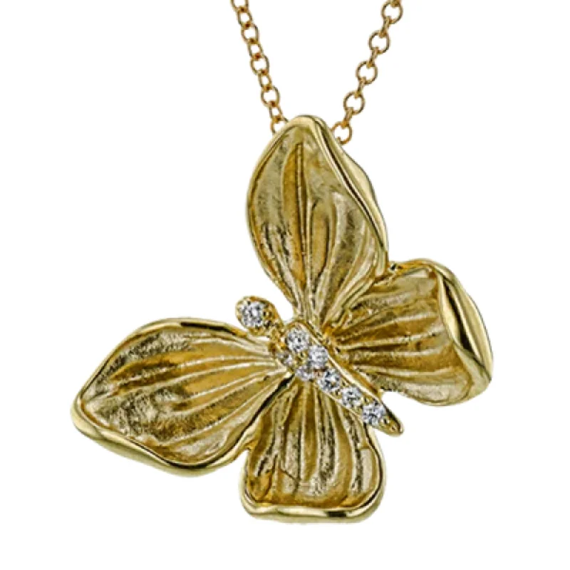 Simon G. 18k Monarch Butterfly Pendant Necklace with Diamonds