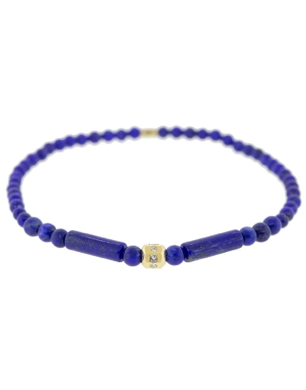 Tetra Lapis and Diamond Bead Bracelet