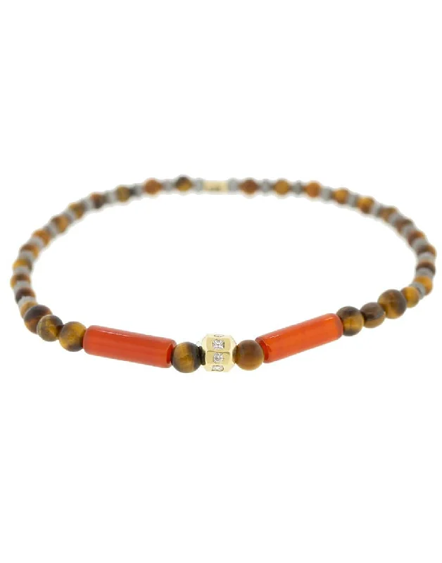 Tetra Tigers Eye and Diamond Bracelet