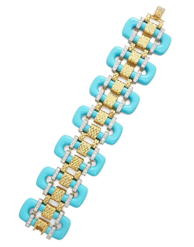 Tread Turquoise and Diamond Bracelet