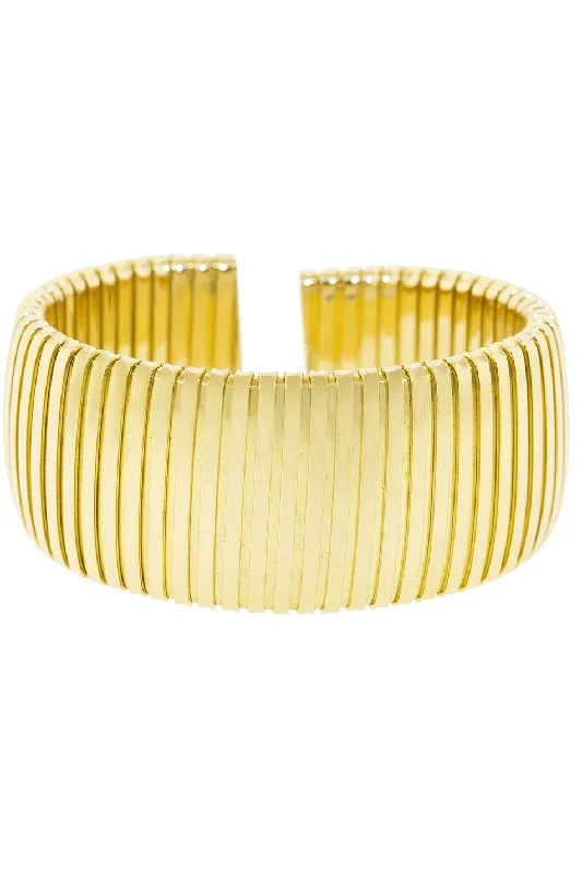 Wide Flat Golden Cuff Bracelet