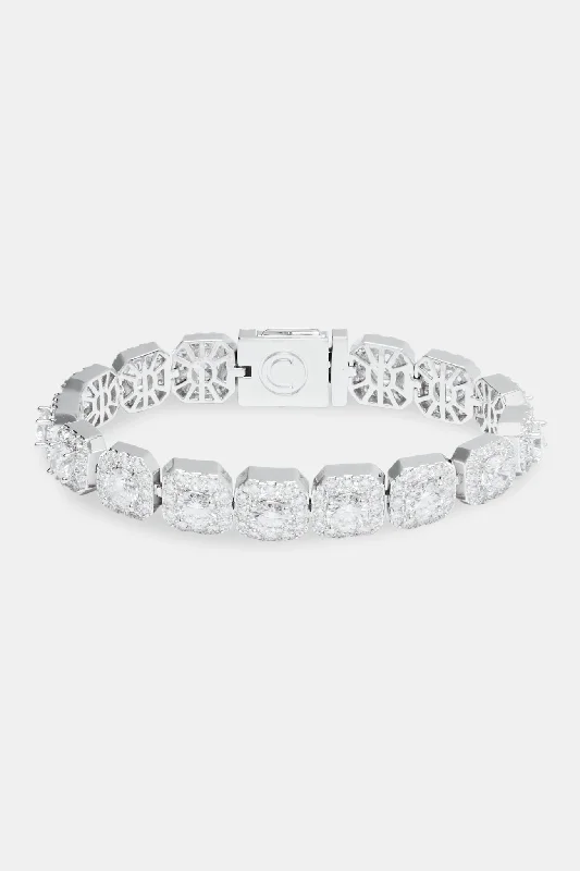 Womens 10mm Clustered Tennis Bracelet - White